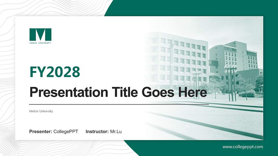 Meikai University Academic Presentation/Research Findings Report PPT Template16:9 ratio PPT effect preview image