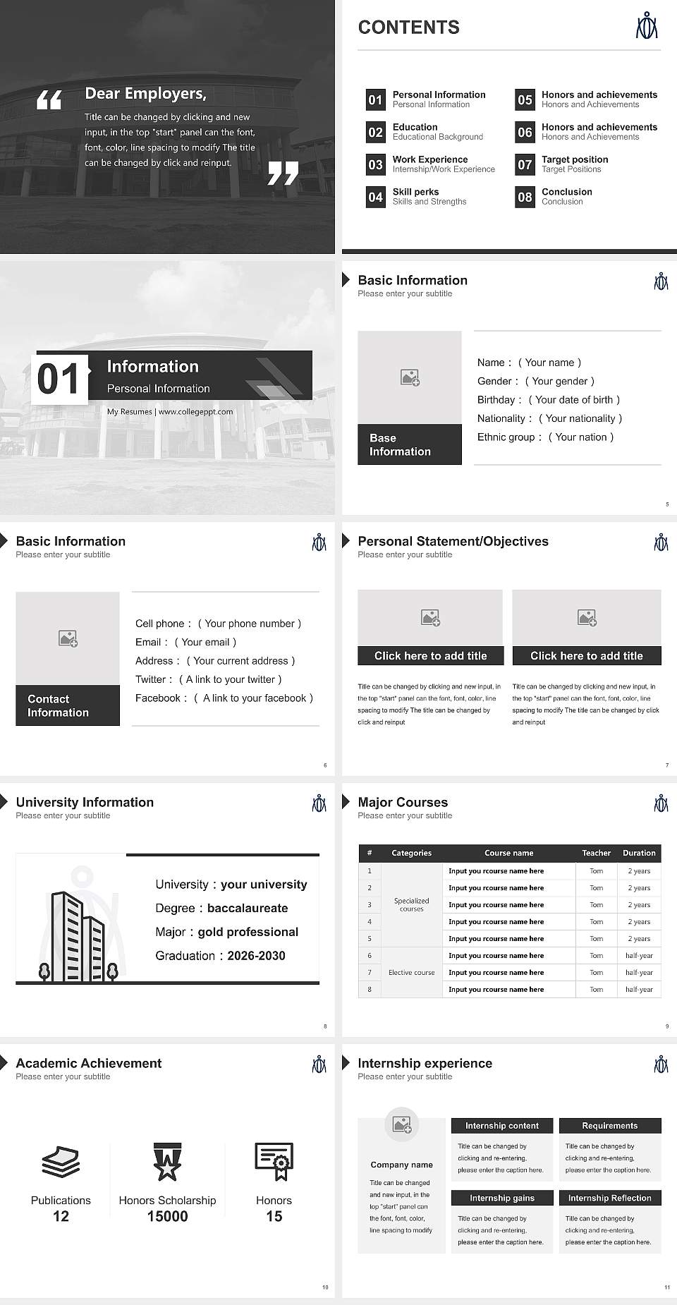 Nagasaki International University Resume PPT Template4:3 ratio PPT effect preview image2
