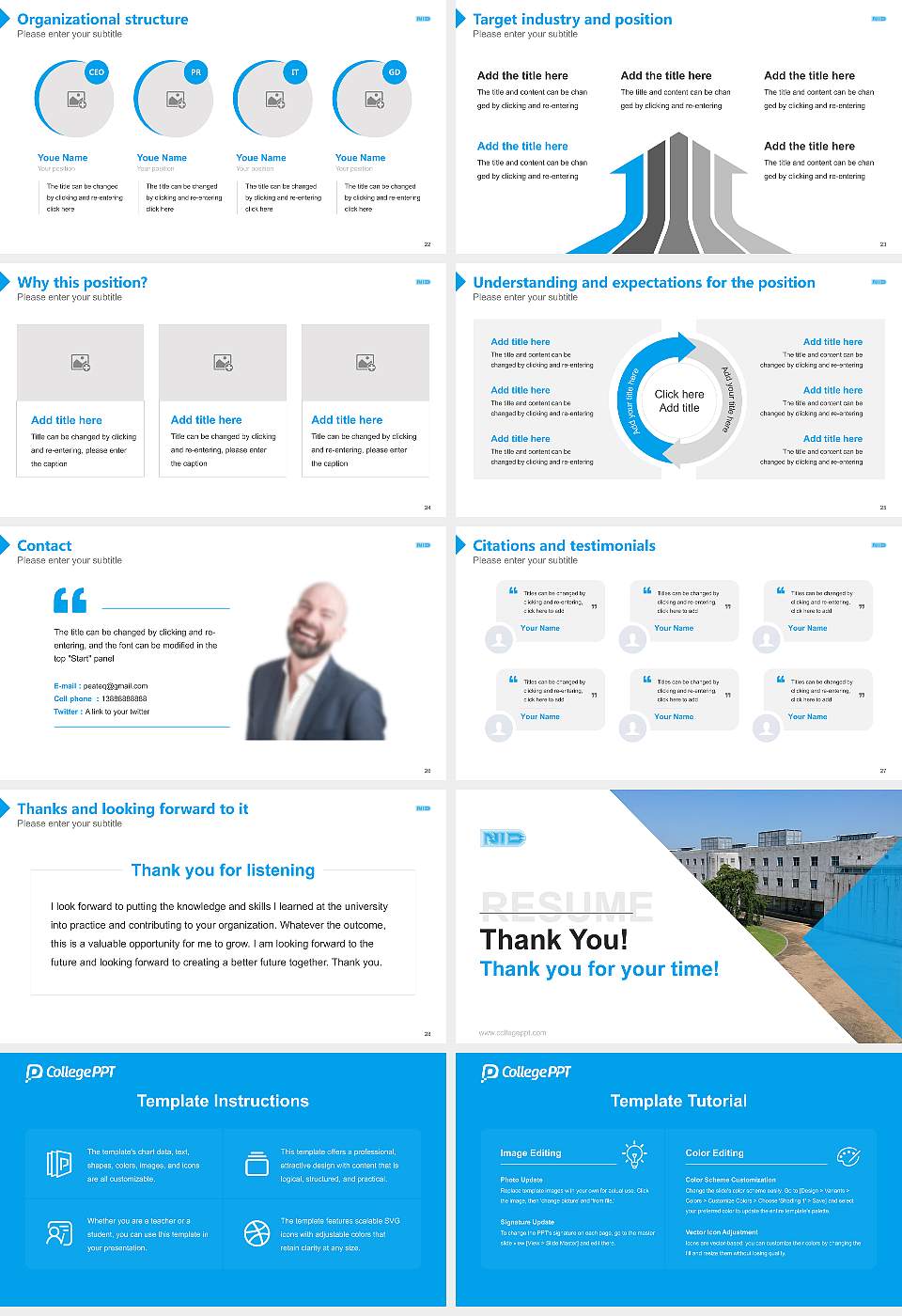 Nagaoka Institute of Design Resume PPT Template16:9 ratio PPT effect preview image4