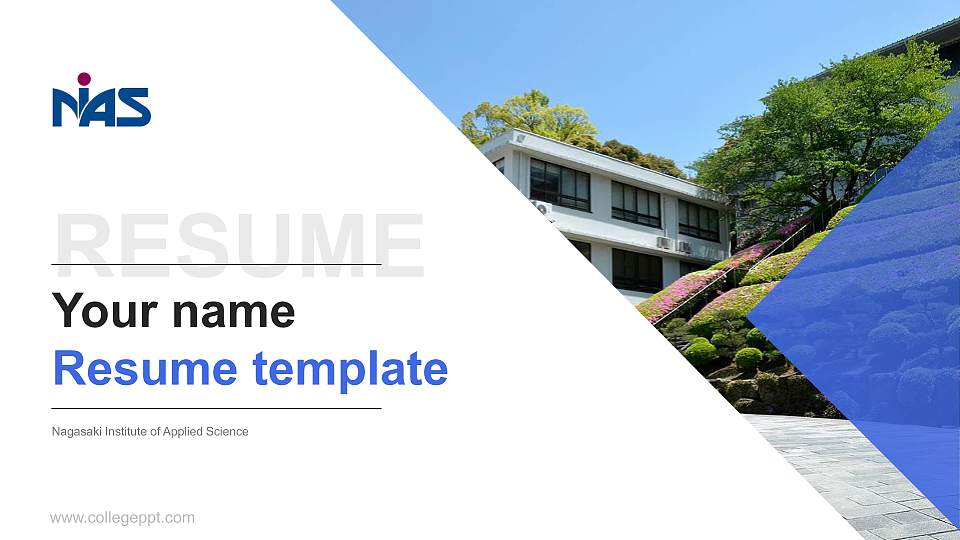 Nagasaki Institute of Applied Science Resume PPT Template16:9 ratio PPT effect preview image
