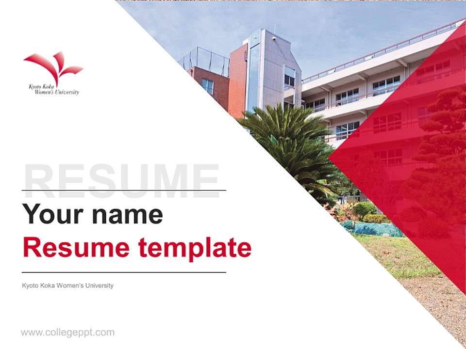 Kyoto Koka Women’s University Resume PPT Template4:3 ratio PPT effect preview image5