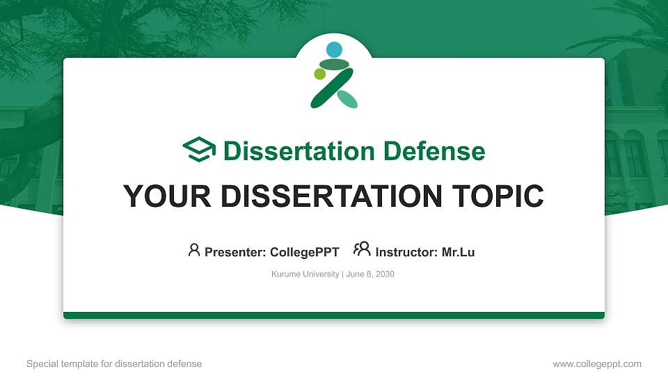 Kurume University Graduation Thesis Defense PPT Template16:9 ratio PPT effect preview image