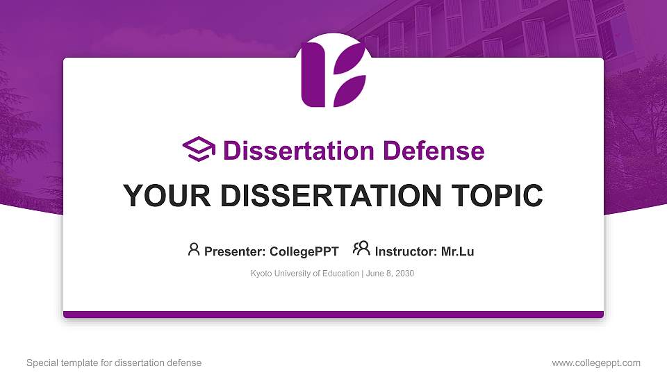 Kyoto University of Education Graduation Thesis Defense PPT Template16:9 ratio PPT effect preview image