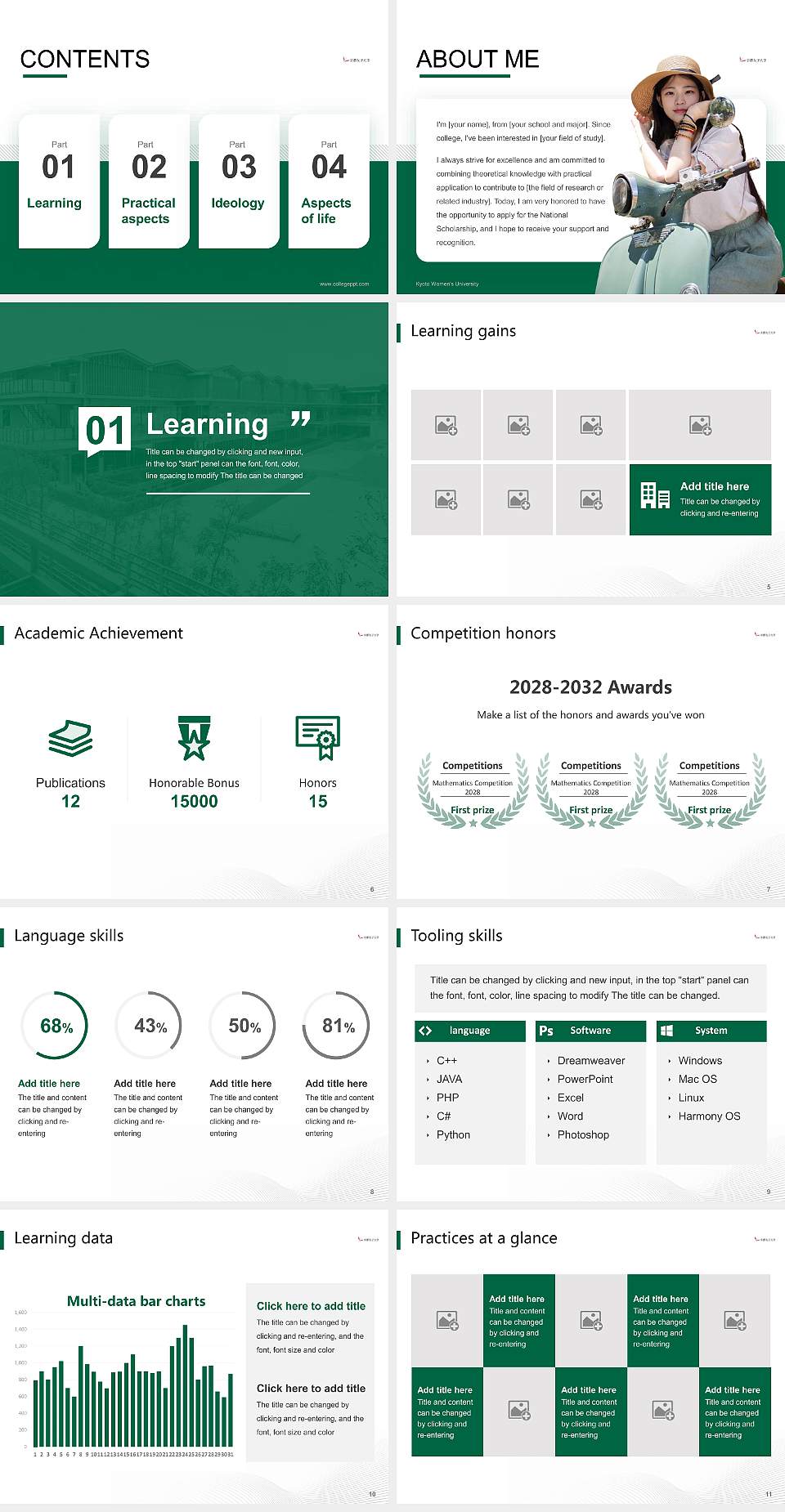 Kyoto Women’s University National Scholarship Defense PPT Template4:3 ratio PPT effect preview image2