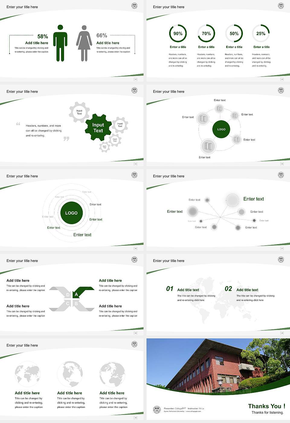 Kyoto Prefectural University Course/Courseware Creation PPT Template16:9 ratio PPT effect preview image4