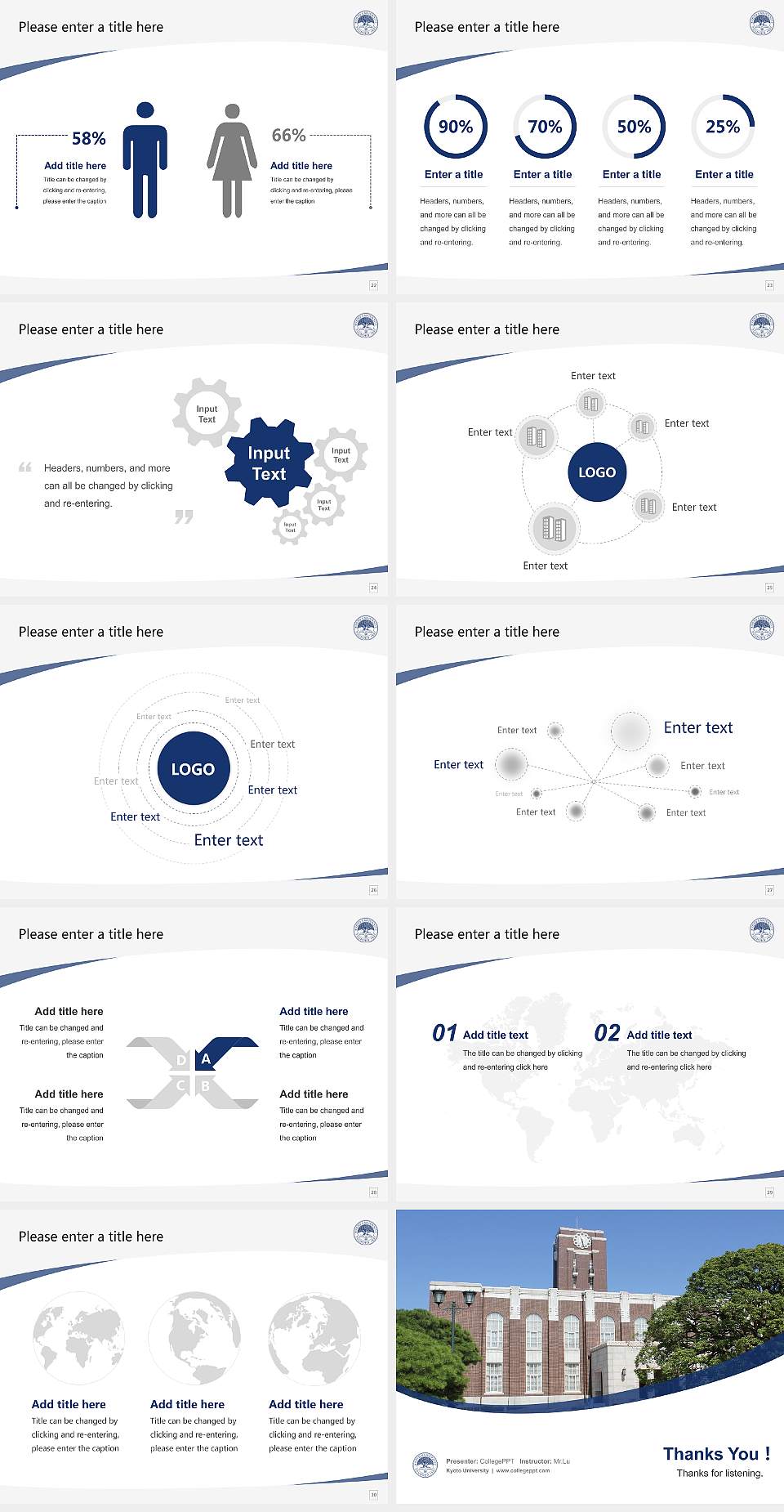 Kyoto University Course/Courseware Creation PPT Template4:3 ratio PPT effect preview image4