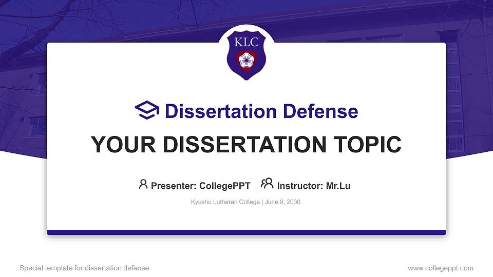 Kyushu Lutheran College Graduation Thesis Defense PPT Template16:9 ratio PPT effect preview image