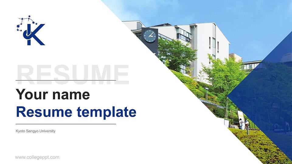 Kyoto Sangyo University Resume PPT Template16:9 ratio PPT effect preview image