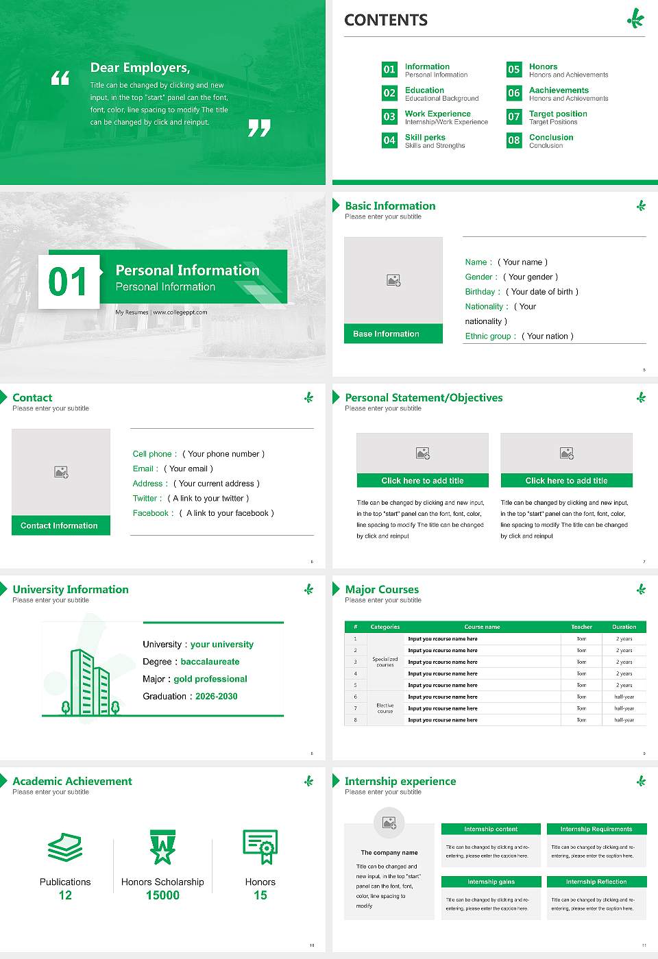 Kyoei University Resume PPT Template16:9 ratio PPT effect preview image2