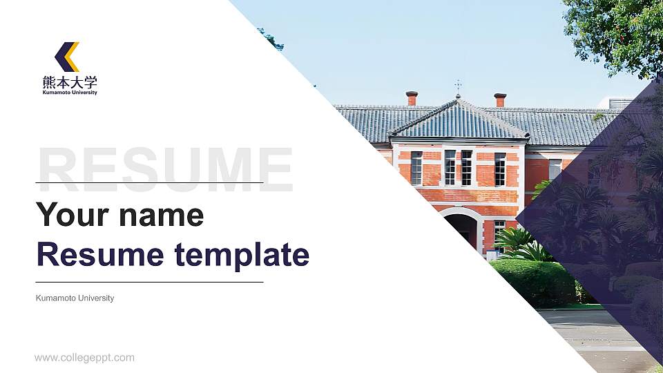 Kumamoto University Resume PPT Template16:9 ratio PPT effect preview image