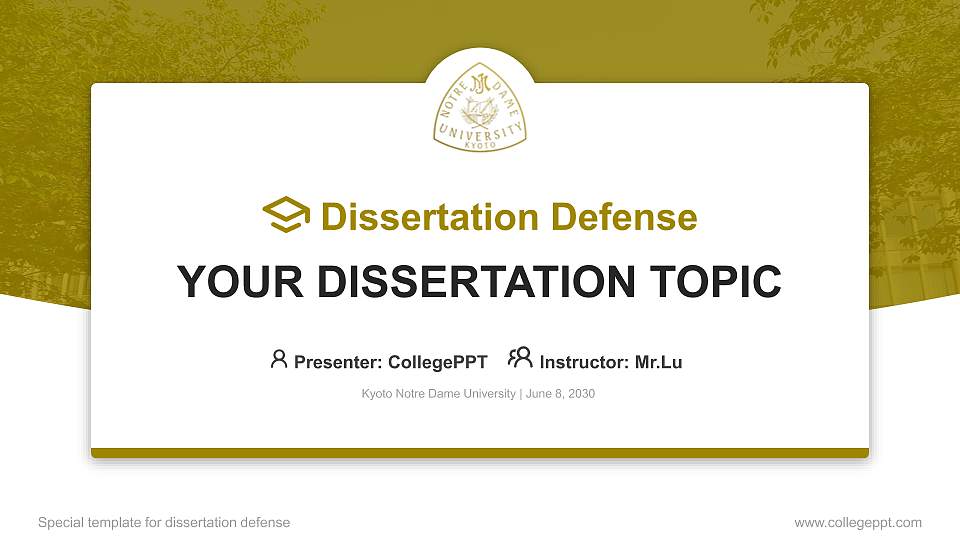 Kyoto Notre Dame University Graduation Thesis Defense PPT Template16:9 ratio PPT effect preview image