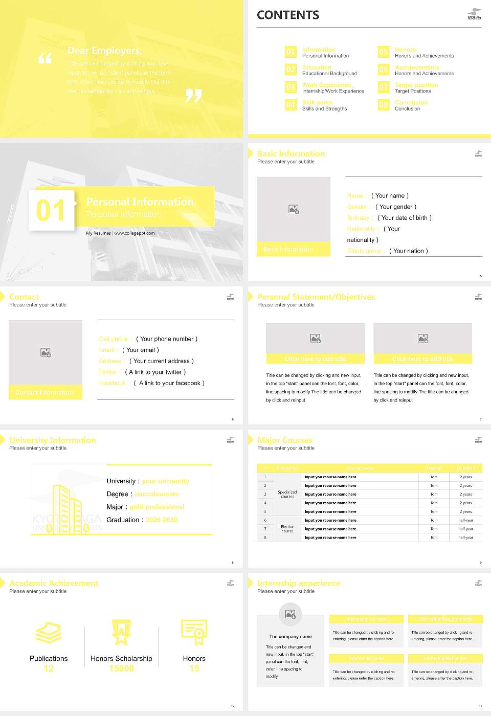 Kyoto Saga University of Arts Resume PPT Template16:9 ratio PPT effect preview image2