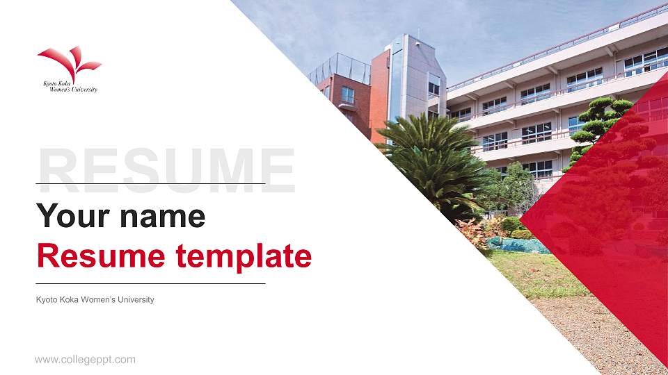 Kyoto Koka Women’s University Resume PPT Template16:9 ratio PPT effect preview image