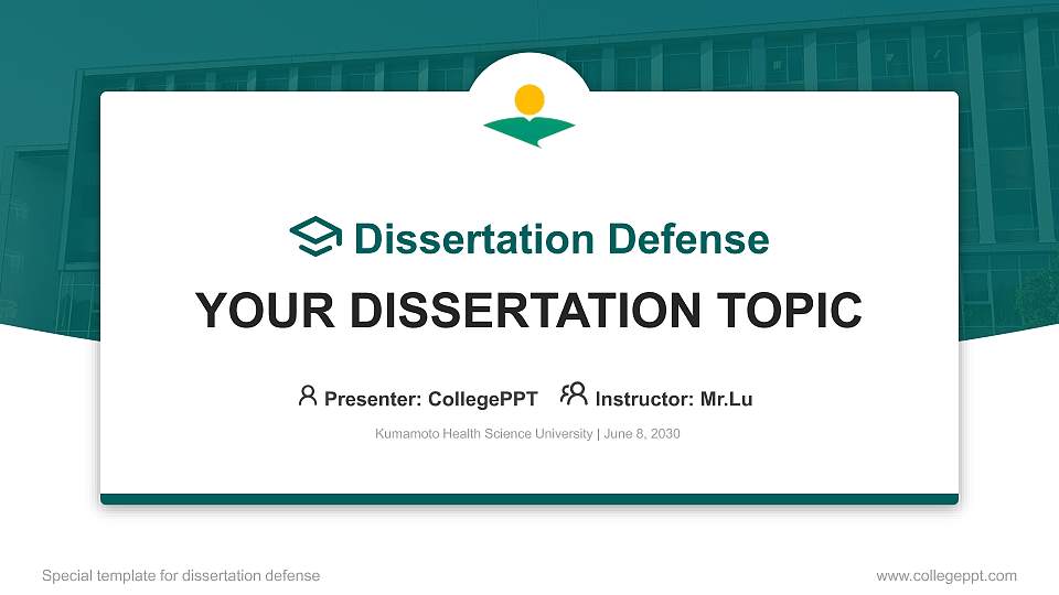 Kumamoto Health Science University Graduation Thesis Defense PPT Template16:9 ratio PPT effect preview image