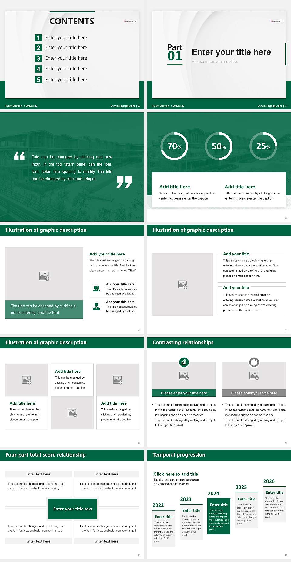 Kyoto Women’s University Thesis Proposal/Graduation Defense PPT Template4:3 ratio PPT effect preview image2