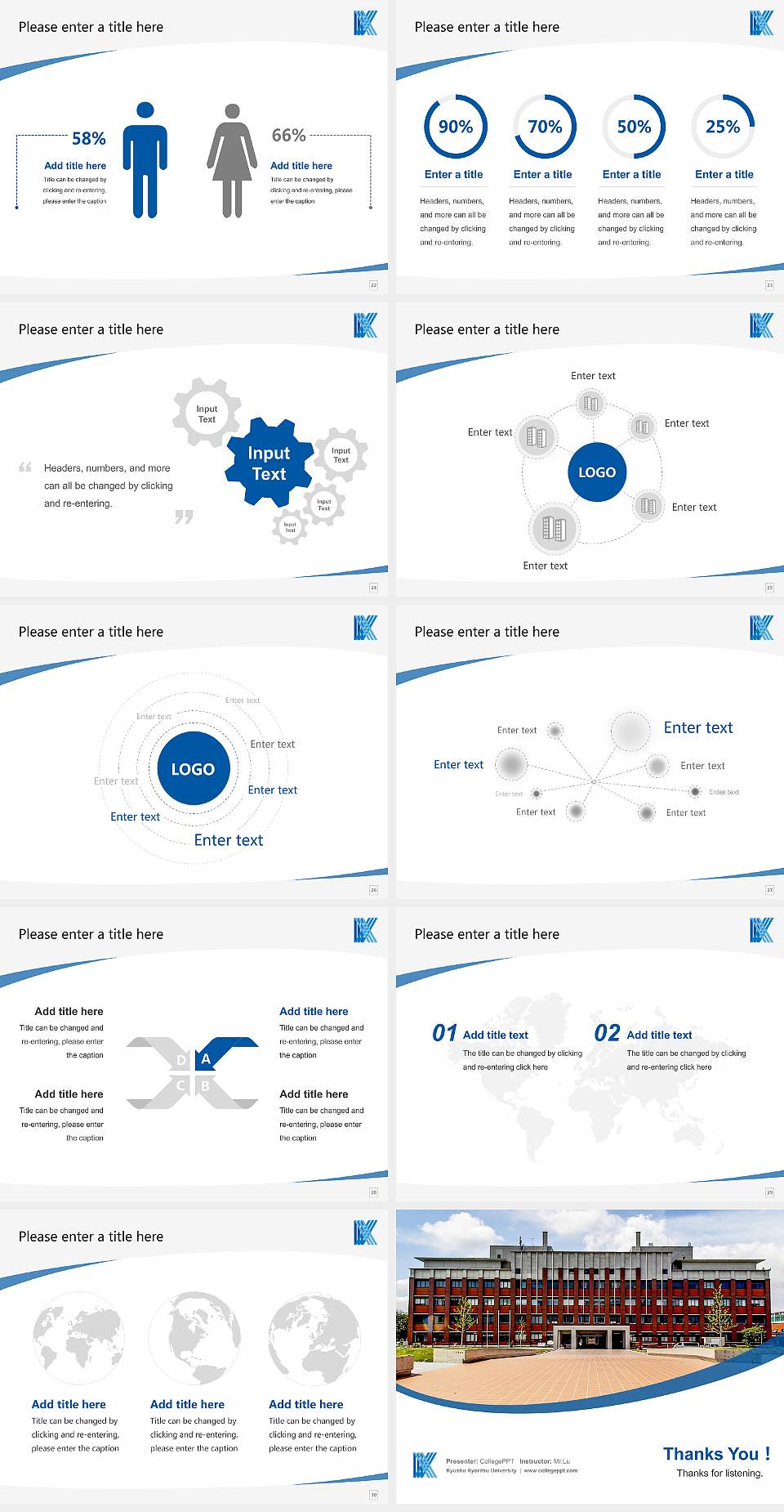 Kyushu Kyoritsu University Course/Courseware Creation PPT Template4:3 ratio PPT effect preview image4
