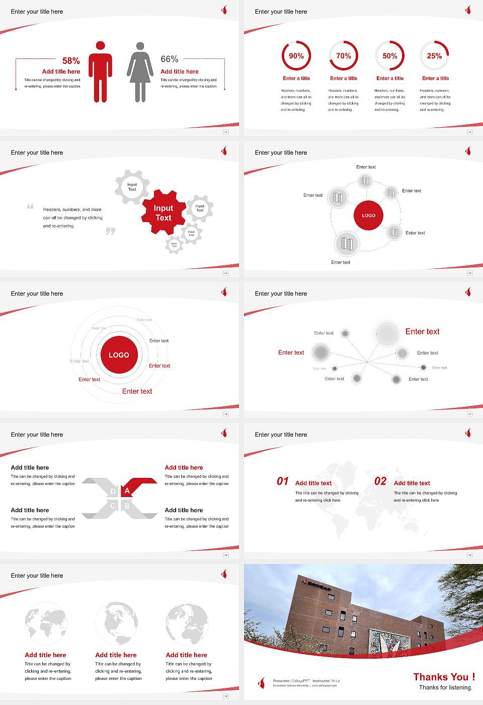 Kumamoto Gakuen University Course/Courseware Creation PPT Template16:9 ratio PPT effect preview image4