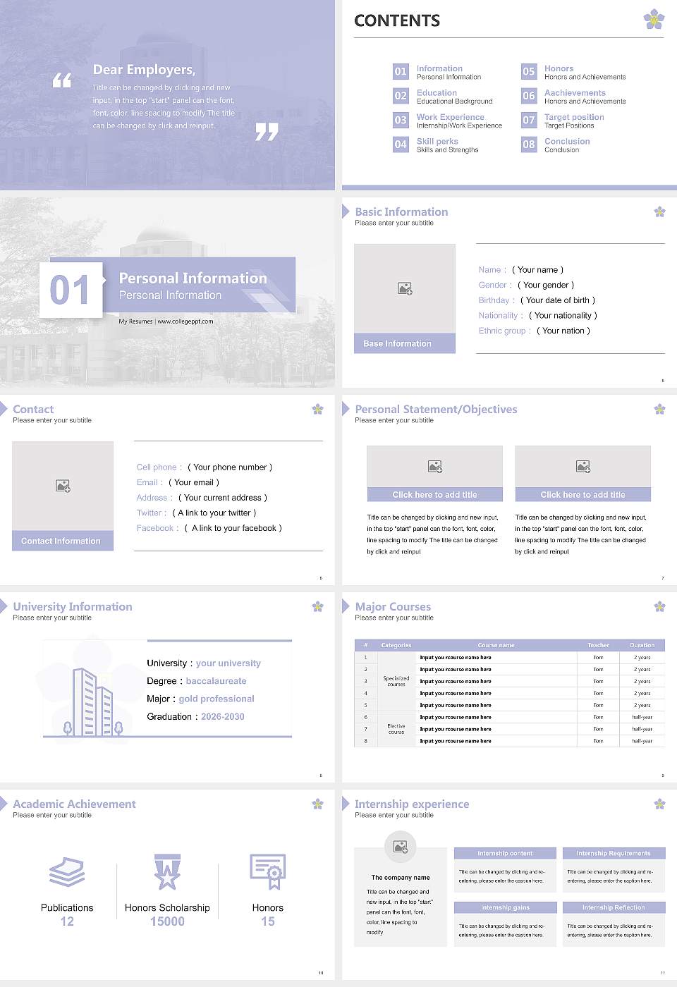 Kushiro Public University of Economics Resume PPT Template16:9 ratio PPT effect preview image2