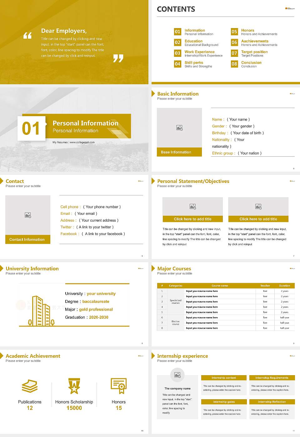 Kyoto Arts and Crafts University Resume PPT Template16:9 ratio PPT effect preview image2