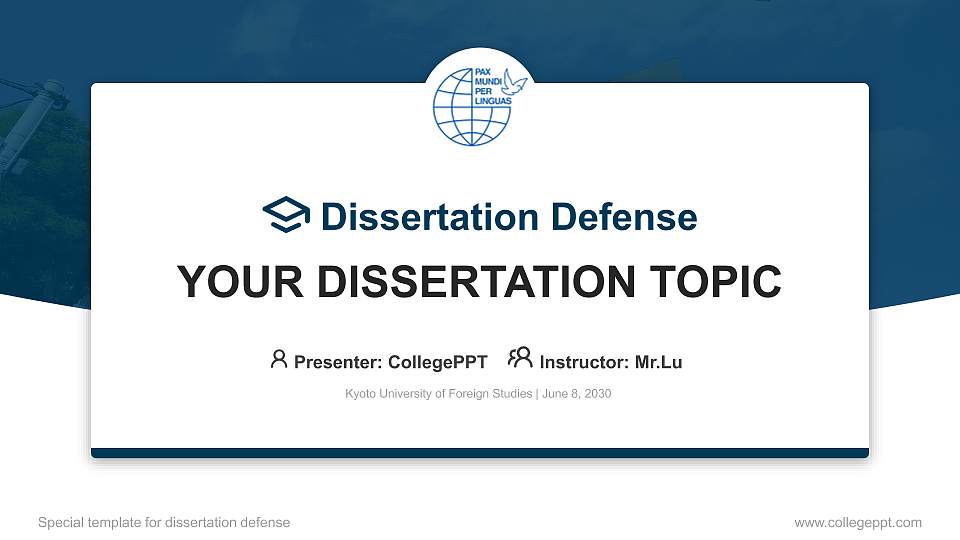 Kyoto University of Foreign Studies Graduation Thesis Defense PPT Template16:9 ratio PPT effect preview image