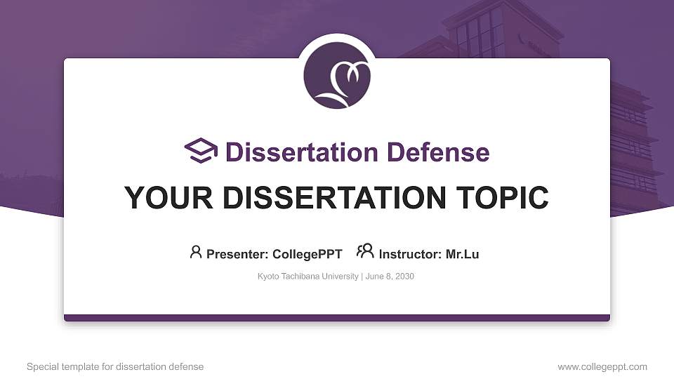 Kyoto Tachibana University Graduation Thesis Defense PPT Template16:9 ratio PPT effect preview image