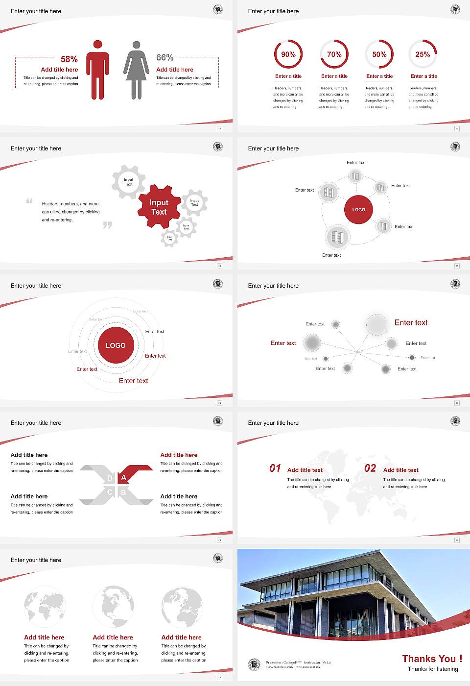 Kyoto Kacho University Course/Courseware Creation PPT Template16:9 ratio PPT effect preview image4