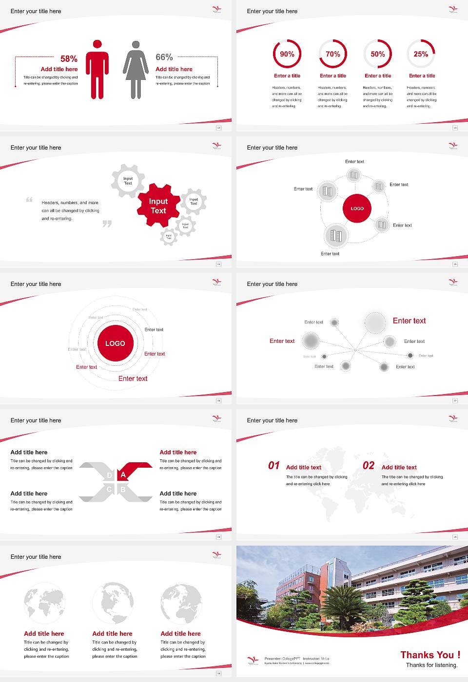 Kyoto Koka Women’s University Course/Courseware Creation PPT Template16:9 ratio PPT effect preview image4