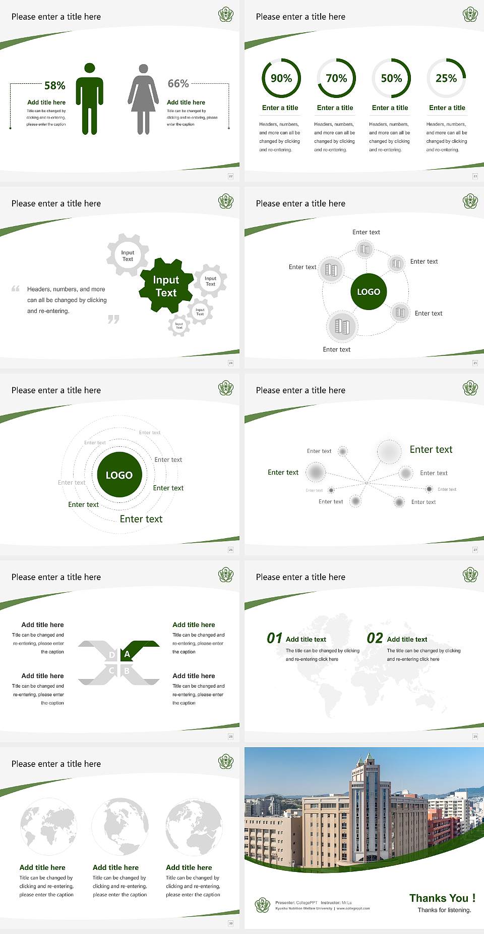 Kyushu Nutrition Welfare University Course/Courseware Creation PPT Template4:3 ratio PPT effect preview image4