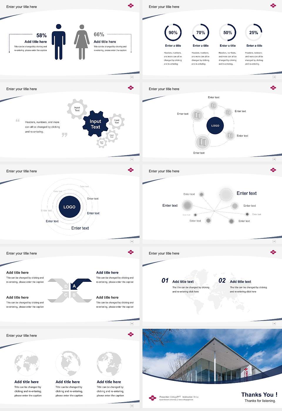Kyoai Gakuen University Course/Courseware Creation PPT Template16:9 ratio PPT effect preview image4