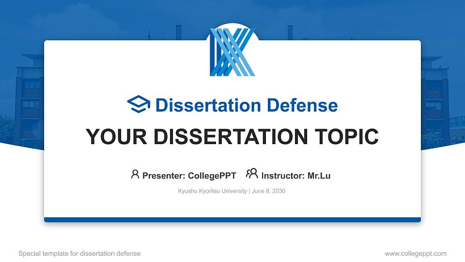 Kyushu Kyoritsu University Graduation Thesis Defense PPT Template16:9 ratio PPT effect preview image