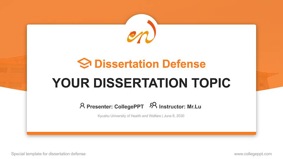 Kyushu University of Health and Welfare Graduation Thesis Defense PPT Template16:9 ratio PPT effect preview image