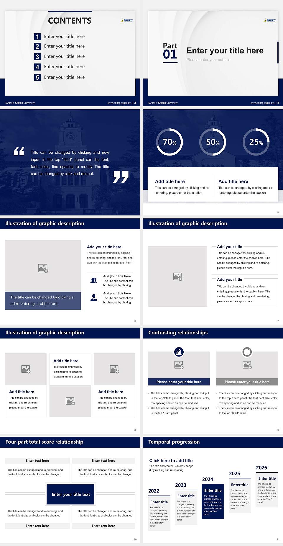 Kwansei Gakuin University Thesis Proposal/Graduation Defense PPT Template4:3 ratio PPT effect preview image2