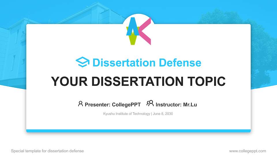 Kyushu Institute of Technology Graduation Thesis Defense PPT Template16:9 ratio PPT effect preview image