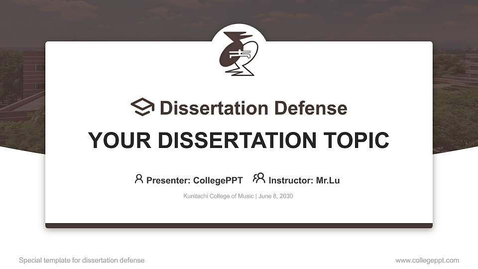 Kunitachi College of Music Graduation Thesis Defense PPT Template16:9 ratio PPT effect preview image