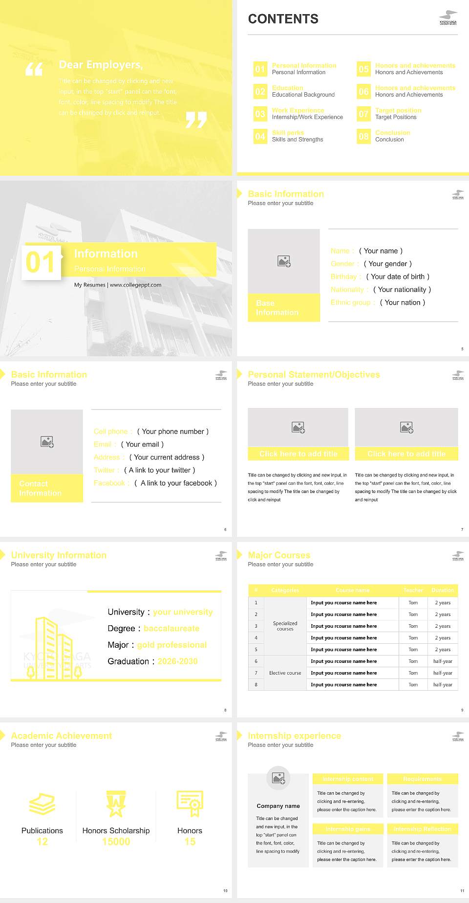 Kyoto Saga University of Arts Resume PPT Template4:3 ratio PPT effect preview image2