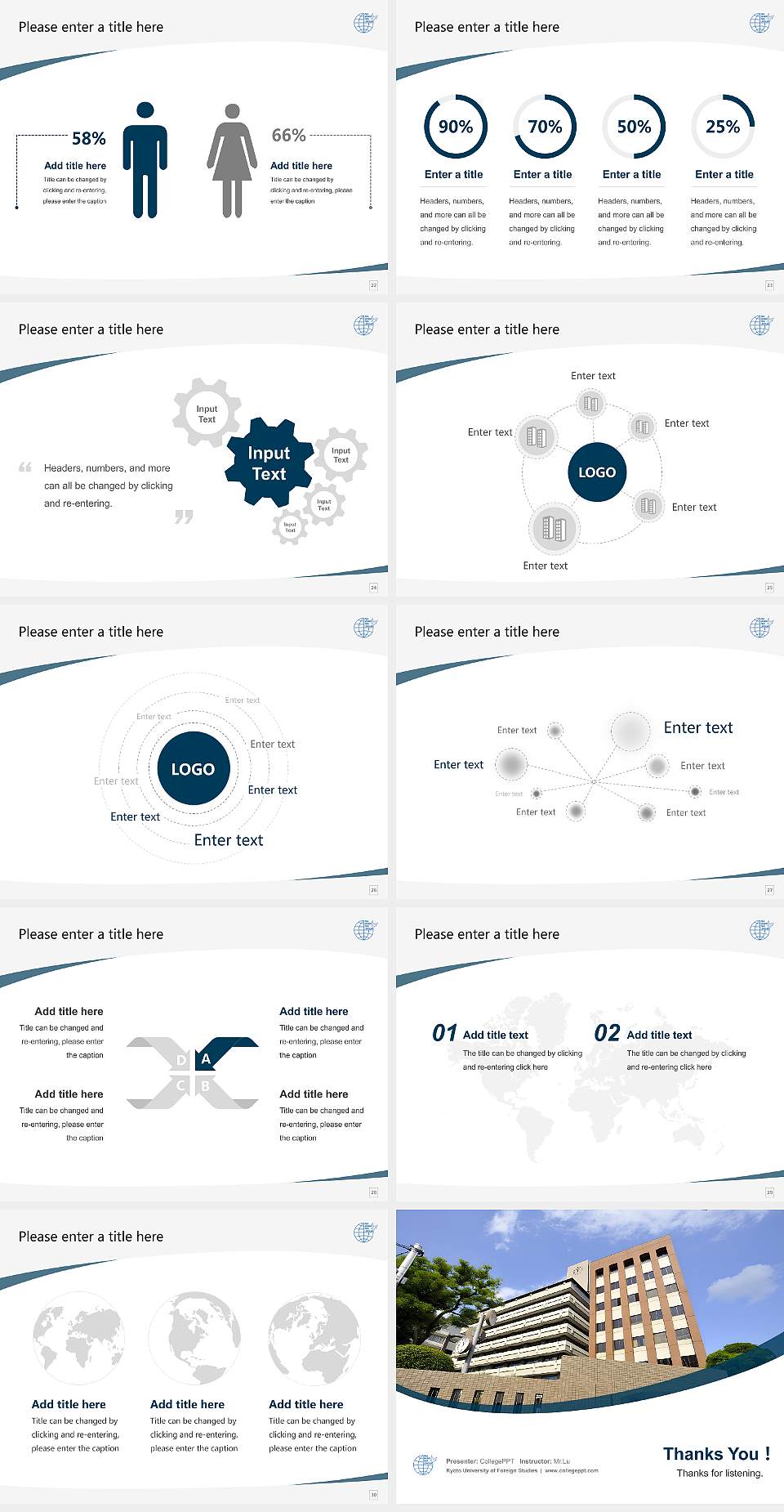 Kyoto University of Foreign Studies Course/Courseware Creation PPT Template4:3 ratio PPT effect preview image4