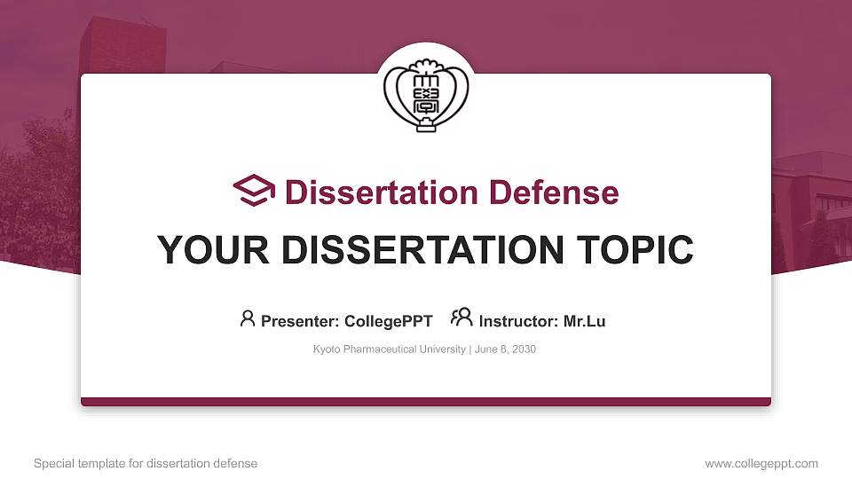 Kyoto  Pharmaceutical  University Graduation Thesis Defense PPT Template16:9 ratio PPT effect preview image