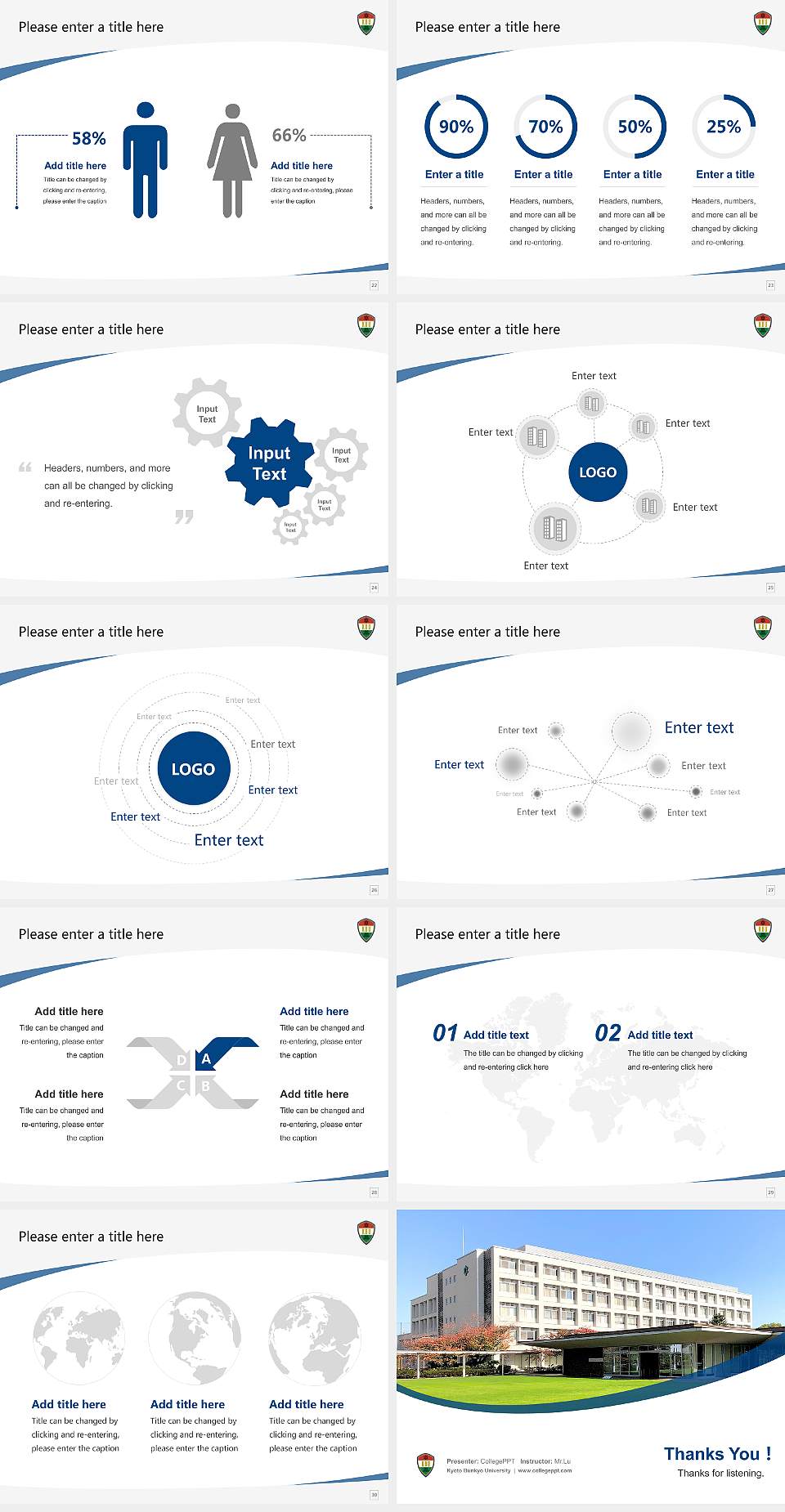 Kyoto Bunkyo University Course/Courseware Creation PPT Template4:3 ratio PPT effect preview image4