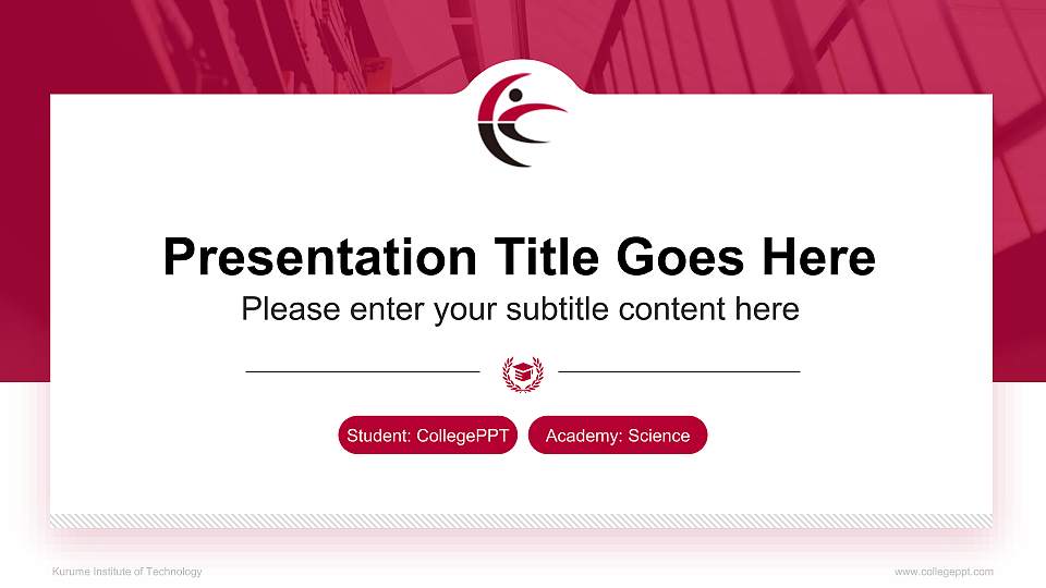 Kurume Institute of Technology National Scholarship Defense PPT Template16:9 ratio PPT effect preview image