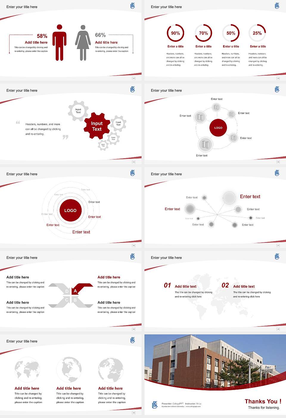 Kyushu International University Course/Courseware Creation PPT Template16:9 ratio PPT effect preview image4