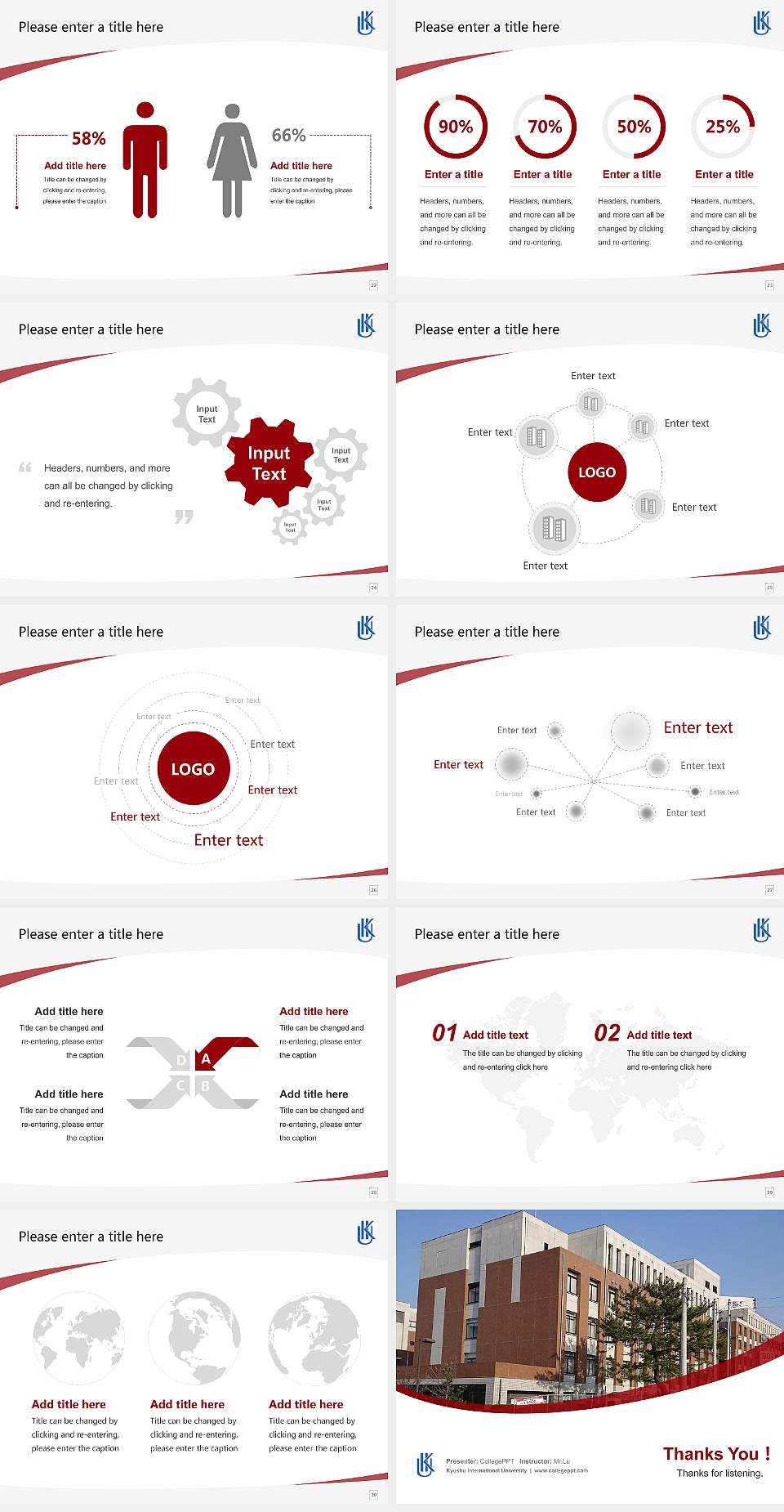 Kyushu International University Course/Courseware Creation PPT Template4:3 ratio PPT effect preview image4