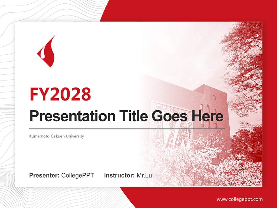 Kumamoto Gakuen University Academic Presentation/Research Findings Report PPT Template4:3 ratio PPT effect preview image5