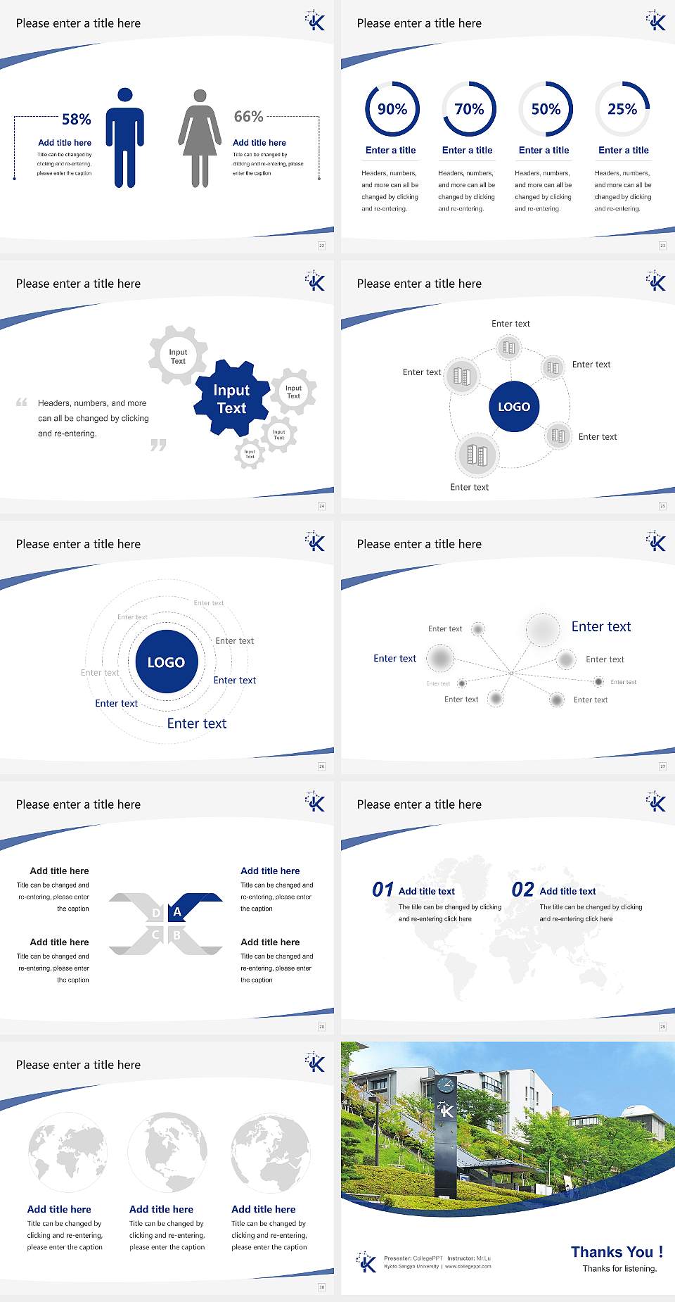 Kyoto Sangyo University Course/Courseware Creation PPT Template4:3 ratio PPT effect preview image4