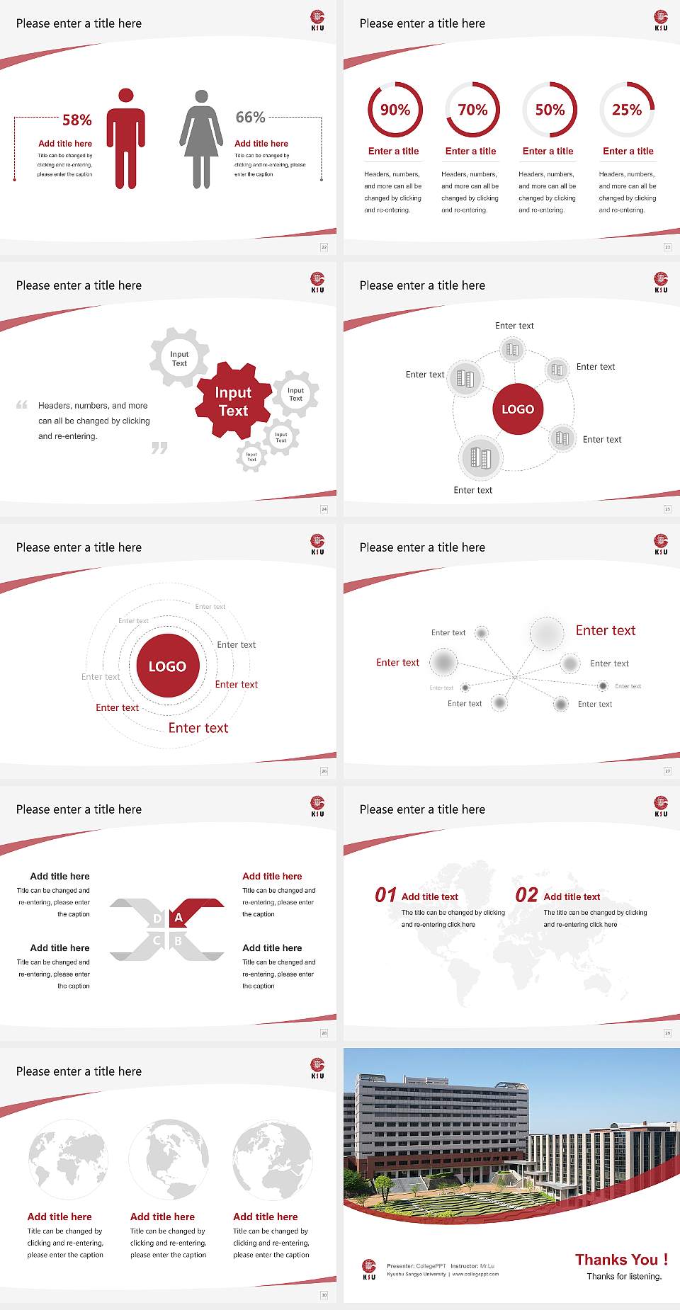 Kyushu Sangyo University Course/Courseware Creation PPT Template4:3 ratio PPT effect preview image4