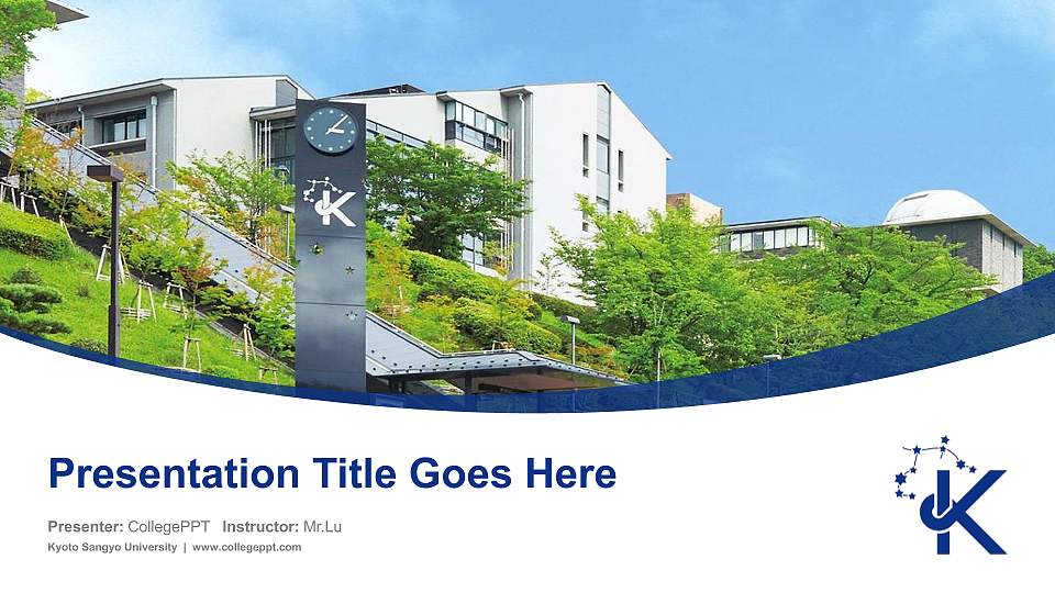 Kyoto Sangyo University Course/Courseware Creation PPT Template16:9 ratio PPT effect preview image