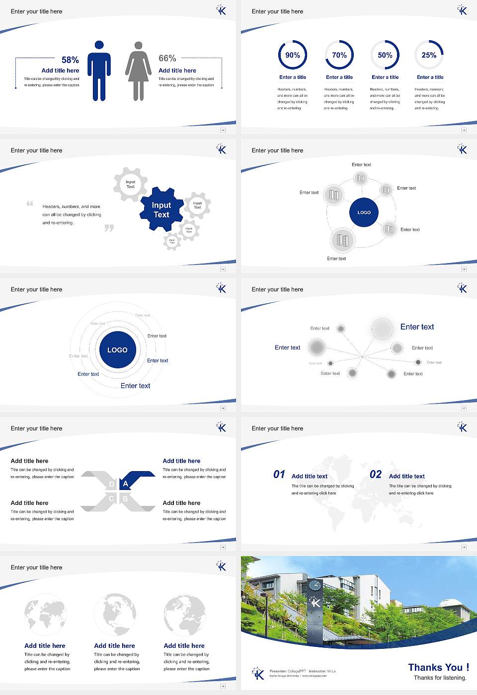 Kyoto Sangyo University Course/Courseware Creation PPT Template16:9 ratio PPT effect preview image4