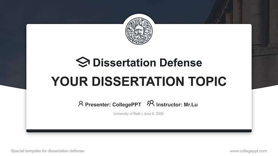 University of Bath Graduation Thesis Defense PPT Template16:9 ratio PPT effect preview image
