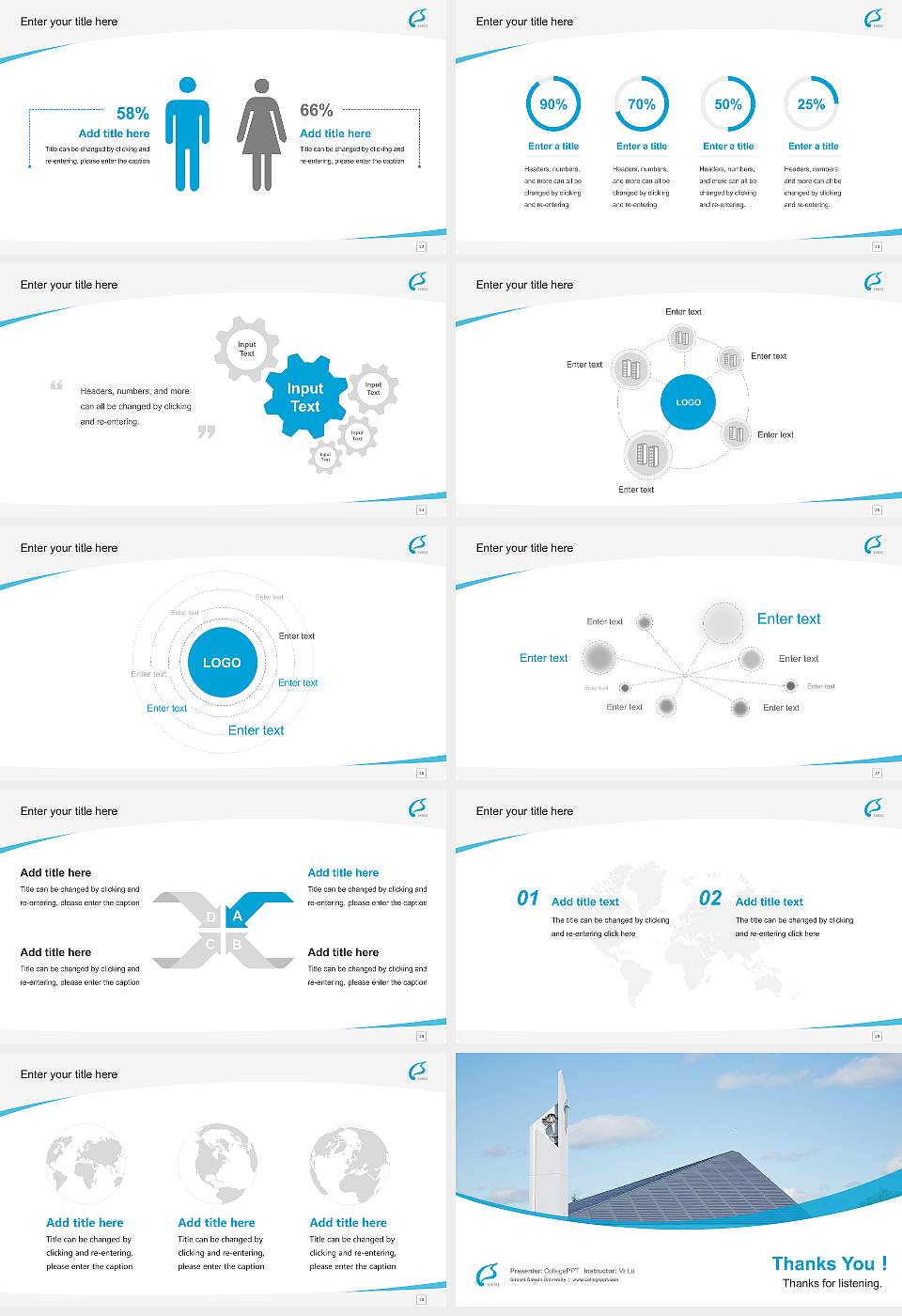 Shokei Gakuin University Course/Courseware Creation PPT Template16:9 ratio PPT effect preview image4
