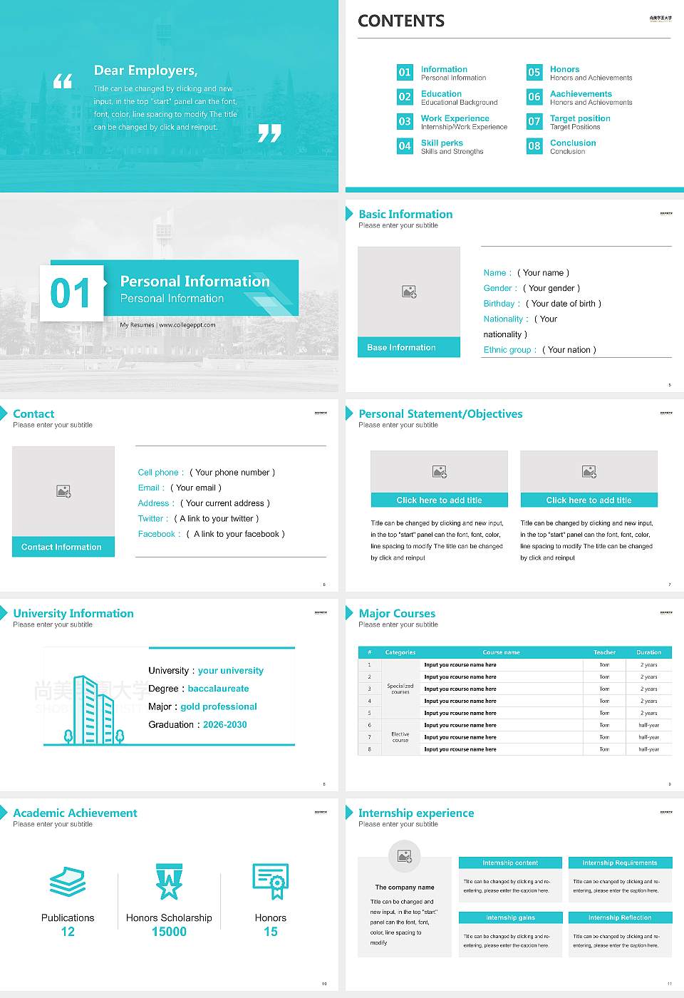 Shobi University Resume PPT Template16:9 ratio PPT effect preview image2