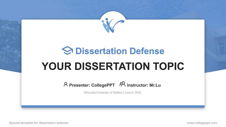 Shizuoka University of Welfare Graduation Thesis Defense PPT Template16:9 ratio PPT effect preview image